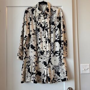 Zara Black and Cream Floral Blouse